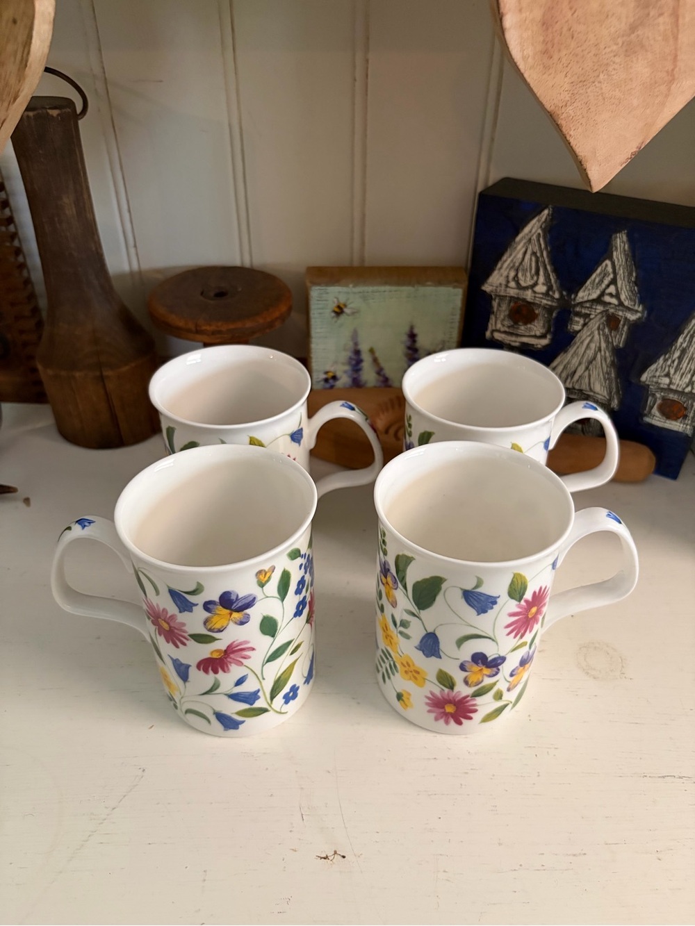 Roy Kirkham Floral Porcelain Mugs - Set of 4 Chatsworth Design